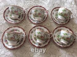 18 Royal Albert 6 CupsSaucersPlates Trio Chelsea Bird Maroon-Gold 1940's Avon