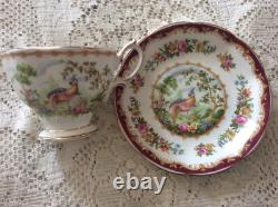 18 Royal Albert 6 CupsSaucersPlates Trio Chelsea Bird Maroon-Gold 1940's Avon