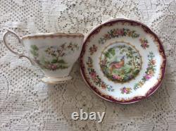 18 Royal Albert 6 CupsSaucersPlates Trio Chelsea Bird Maroon-Gold 1940's Avon