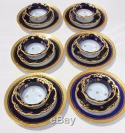 18pc. Cobalt Blue LIMOGES Porcelain ramekin custard cup saucer salad plate lot