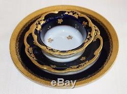 18pc. Cobalt Blue LIMOGES Porcelain ramekin custard cup saucer salad plate lot