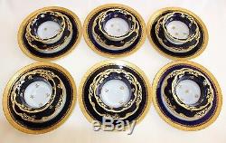 18pc. Cobalt Blue LIMOGES Porcelain ramekin custard cup saucer salad plate lot