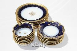 18pc. Cobalt Blue LIMOGES Porcelain ramekin custard cup saucer salad plate lot