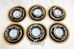 18pc. Cobalt Blue LIMOGES Porcelain ramekin custard cup saucer salad plate lot