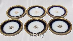 18pc. Cobalt Blue LIMOGES Porcelain ramekin custard cup saucer salad plate lot