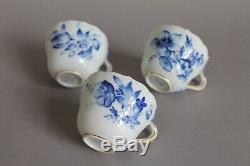18pc Meissen Blue Flowers Insects Mocha Cup, Saucer & Plate Sets 1st Gold Rim