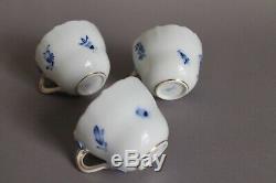 18pc Meissen Blue Flowers Insects Mocha Cup, Saucer & Plate Sets 1st Gold Rim