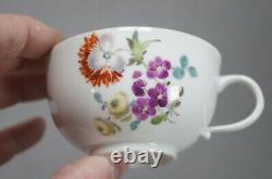 18th Century Meissen Hand Painted Floral & Gold Tea Cup & Saucer Circa 1763-1774