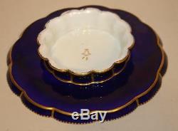 18th Century Sevres Cobalt Blue Gold Jeweled Tea Coffee Service Tray Cup Saucer