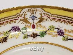 18th c French Antique Sevres Tea Bowl Cup Saucer Porcelain Yellow Gold Grapes