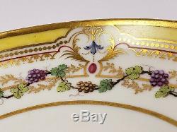 18th c French Antique Sevres Tea Bowl Cup Saucer Porcelain Yellow Gold Grapes