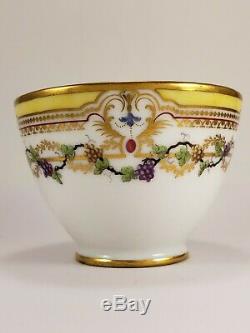 18th c French Antique Sevres Tea Bowl Cup Saucer Porcelain Yellow Gold Grapes