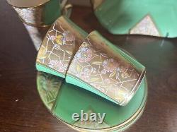 1920's Radford Fenton Gold And Hand Painted 4 Tea And 4 Coffee Cups & Saucers