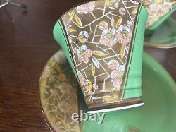 1920's Radford Fenton Gold And Hand Painted 4 Tea And 4 Coffee Cups & Saucers