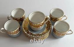 1930 Tiffany Demitasse Coffee Set Bone China Porcelain Cups Saucers Gold