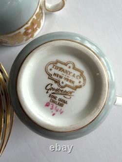 1930 Tiffany Demitasse Coffee Set Bone China Porcelain Cups Saucers Gold