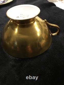 1950's Aynsley signed J. A. Bailey cabbage Rose Bouquet gold cup and saucer