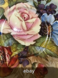 1950's Aynsley signed J. A. Bailey cabbage Rose Bouquet gold cup and saucer