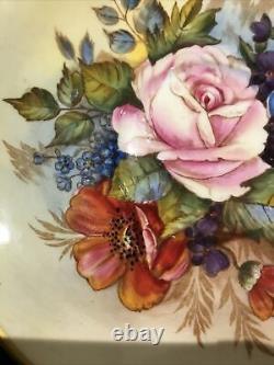 1950's Aynsley signed J. A. Bailey cabbage Rose Bouquet gold cup and saucer