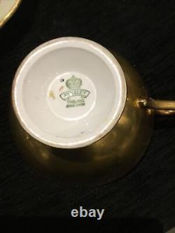 1950's Aynsley signed J. A. Bailey cabbage Rose Bouquet gold cup and saucer