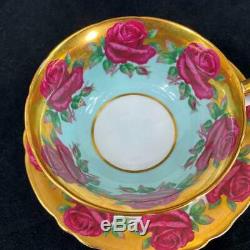 1950s Paragon England Heavy Gold Red Johnson type Rose Borders Cup Saucer A1437