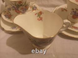 1950s Windsor China Floral and Gold 21 Piece Tea Set Cups&Saucers Milk&Sugar