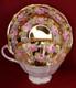 1960's Queen Anne Gold Cup & Saucer Pink Cabbage Roses Shore & Coggins