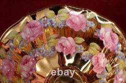 1960's QUEEN ANNE GOLD CUP & SAUCER PINK CABBAGE ROSES SHORE & COGGINS