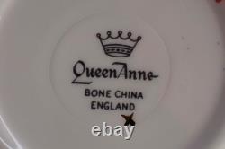 1960's QUEEN ANNE GOLD CUP & SAUCER PINK CABBAGE ROSES SHORE & COGGINS