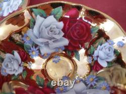 1960's QUEEN ANNE GOLD TEA CUP & SAUCER ROSES SHORE & COGGINS STAFFORDSHIRE