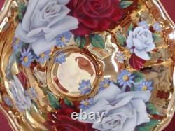 1960's QUEEN ANNE GOLD TEA CUP & SAUCER ROSES SHORE & COGGINS STAFFORDSHIRE