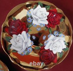 1960's QUEEN ANNE GOLD TEA CUP & SAUCER ROSES SHORE & COGGINS STAFFORDSHIRE