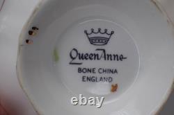 1960's QUEEN ANNE GOLD TEA CUP & SAUCER ROSES SHORE & COGGINS STAFFORDSHIRE
