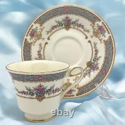 1979 Minton PERSIAN ROSE Set of 4 CUPS & SAUCERS Gold Trim Bone China England