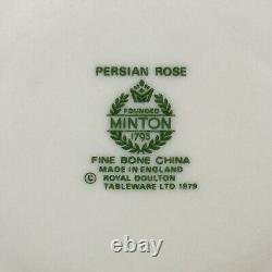 1979 Minton PERSIAN ROSE Set of 4 CUPS & SAUCERS Gold Trim Bone China England