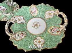 19thC John Ridgway Tea, Coffee Cups & Saucer True Trio Quad Embossed Leaf