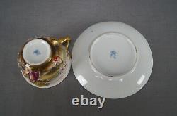 19th Century Capodimonte Style Hand Painted Figural & Gold Coffee Cup & Saucer C
