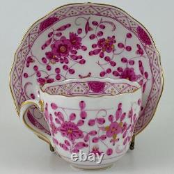 19thc Antique Meissen Indian Flowers Mocha Coffee Cup & SaucerGold Gilt