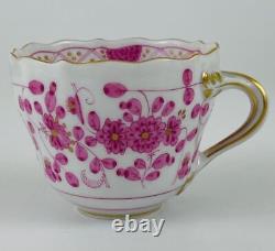 19thc Antique Meissen Indian Flowers Mocha Coffee Cup & SaucerGold Gilt