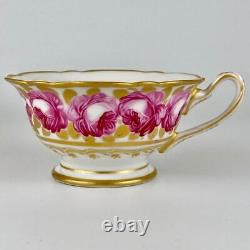 19thc Antique c1800 Billingsley Pink Cabbage Rose Cup & Saucer 24kt Gold Gilt
