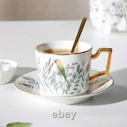 1 Set Porcelain Elegant Gold Inlaid Coffee Cups Saucers and Spoons with Cup