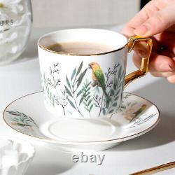 1 Set Porcelain Elegant Gold Inlaid Coffee Cups Saucers and Spoons with Cup