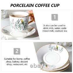 1 Set Porcelain Elegant Gold Inlaid Coffee Cups Saucers and Spoons with Cup