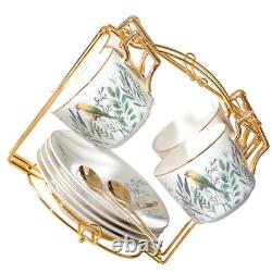 1 Set Porcelain Elegant Gold Inlaid Coffee Cups Saucers and Spoons with Cup