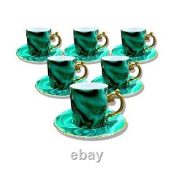 -20% L'OBJET Malachite Espresso cup Set, Limoges Porcelain BRAND NEW £540 RRP