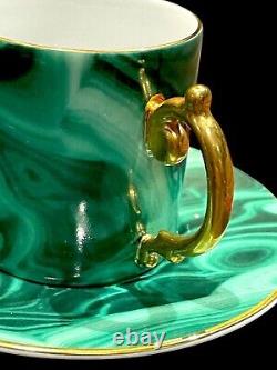 -20% L'OBJET Malachite Espresso cup Set, Limoges Porcelain BRAND NEW £540 RRP