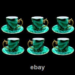 -20% L'OBJET Malachite Espresso cup Set, Limoges Porcelain BRAND NEW £540 RRP