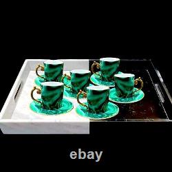 -20% L'OBJET Malachite Espresso cup Set, Limoges Porcelain BRAND NEW £540 RRP