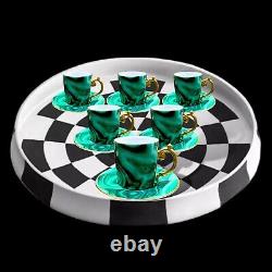 -20% L'OBJET Malachite Espresso cup Set, Limoges Porcelain BRAND NEW £540 RRP