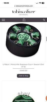 -20% L'OBJET Malachite Espresso cup Set, Limoges Porcelain BRAND NEW £540 RRP